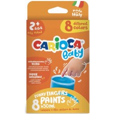 Бои за рисуване с пръсти Carioca Baby - 8 цвята, 50ml  -1